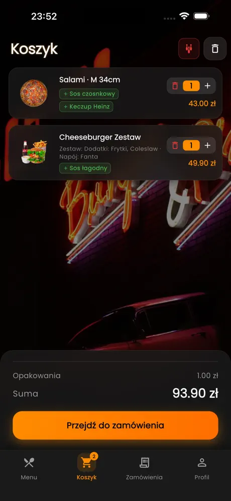 Centrum Kolorado app: shopping cart
