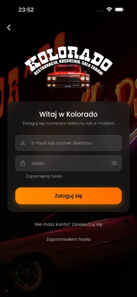 Centrum Kolorado app: sign in screen