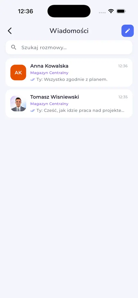 on ID app: messages with employers